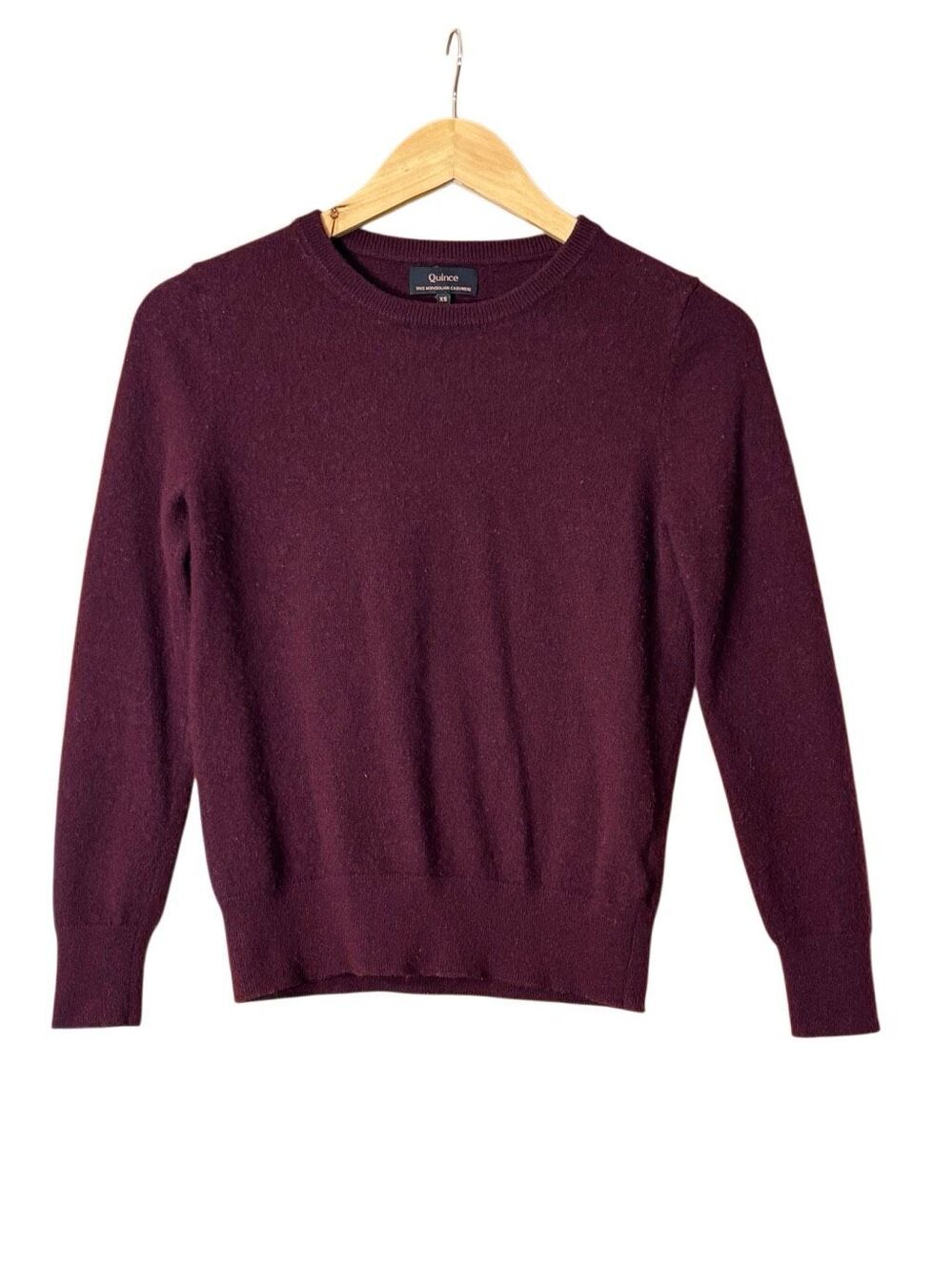 Quince 100% Mongolian Cashmere Crewneck Sweater Rich Burgundy Women’s XS